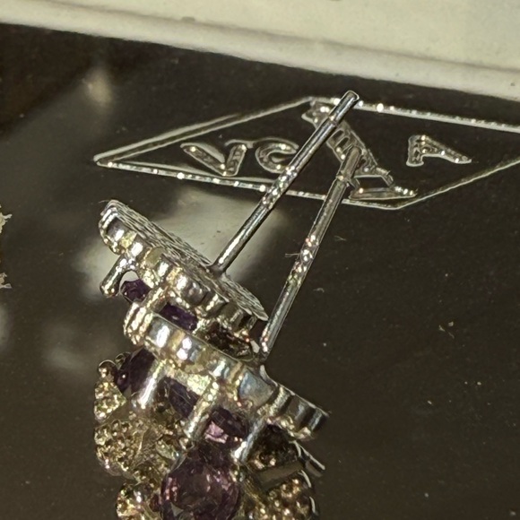 Sterling Silver Amethyst Snowflake Studs - Picture 4 of 5